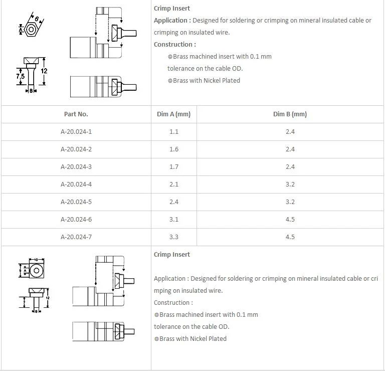 Miniature Connector K J N T B Type Thermocouple Connector